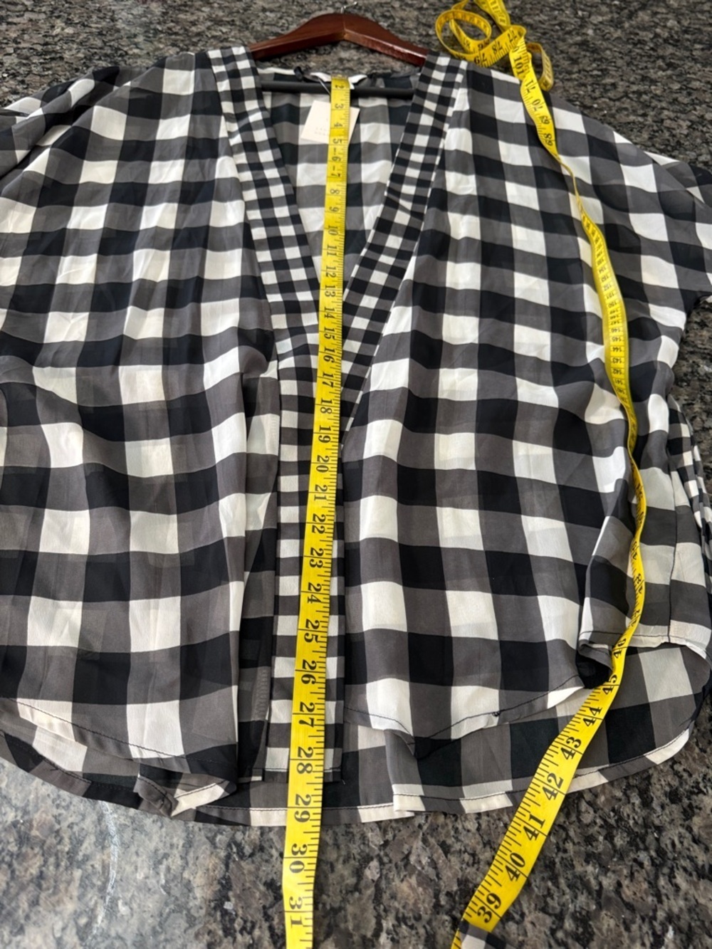 LC Lauren Conrad Black and White Gingham Open sheer Cardigan one size - Picture 8 of 11